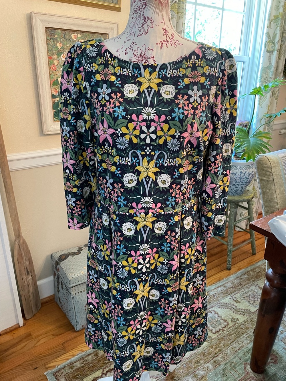 Boden heavier knit. Floral Black Multicolor Women's Shift Dress